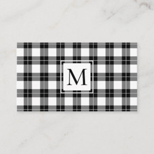 Carte De Visite Chic Monogramme noir et blanc Motif