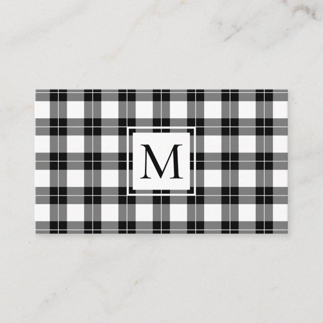 Carte De Visite Chic Monogramme noir et blanc Motif (Devant)