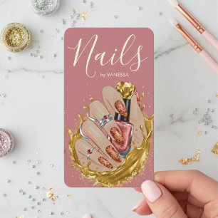 Carte De Visite Chic Nail Art Studio Manucure Artiste Rose Pâle