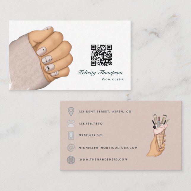 Carte De Visite Chic Nail Salon Branding pour professionnels moder (Devant / Derrière)