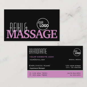 Carte De Visite Chic noir rose et blanc Simple élégant avec logo