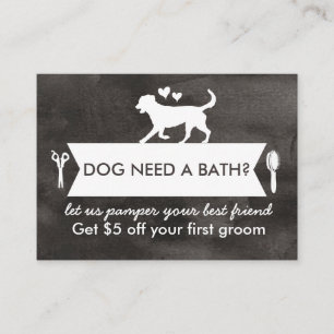 Carte De Visite Chic noir Silhouette Chien Grooming Promo Card
