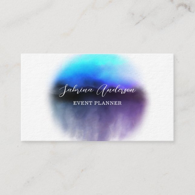 Carte De Visite Chic Ombre rose violet Aquarelle Abstraite (Devant)