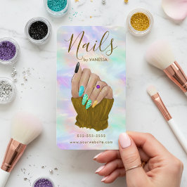 Carte De Visite Chic Opal Manicurist Artist Modern Nail Studio