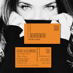 Carte De Visite Chic orange Tiger clair avec Initiales Professionn