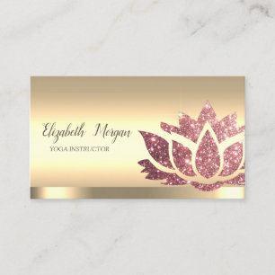 Carte De Visite Chic Parties scintillant Lotus Flower Gold Yoga In