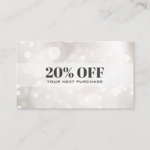 Carte De Visite Chic Parties scintillant subtile White Bokeh Coupo