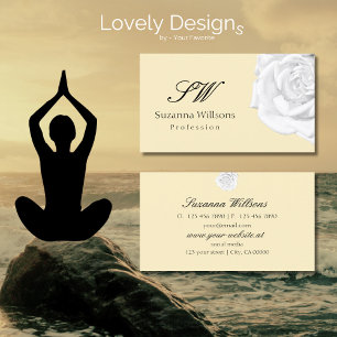 Carte De Visite Chic Peach Beige Blanc Rose avec initiales