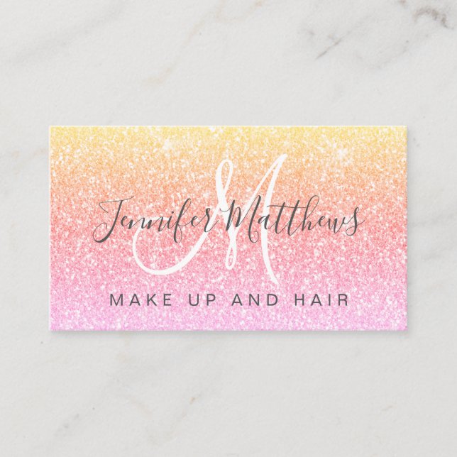 Carte De Visite Chic Pink Gold Parties scintillant Maquillage Arti (Devant)