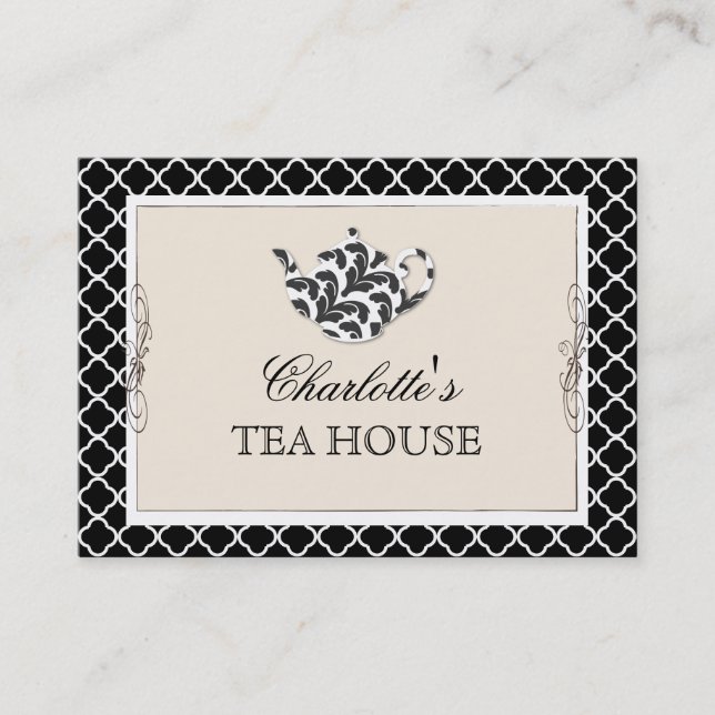 Carte de visite Chic Pink Teapot Café (Devant)