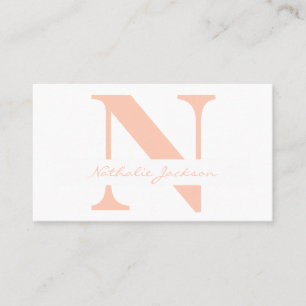 Carte De Visite Chic professionnel simple pêche monogrammed