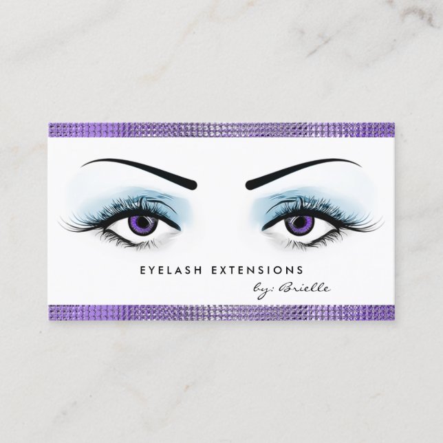Carte De Visite Chic Purple Eyes Girly Eyelash Extensions Boutique (Devant)