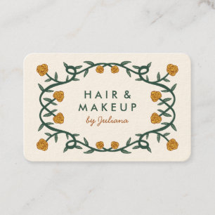 Carte De Visite Chic Rose Frame Floral Gold Crème