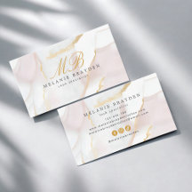 Chic Rose Gold Blush Pink Marble Monogramme