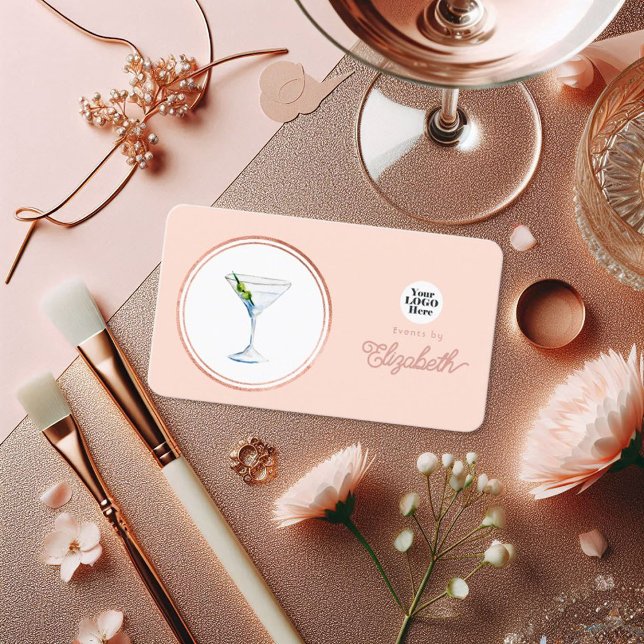 Carte De Visite Chic Rose Gold et Blush Pink Event Planner (Chic Rose Gold and Blush Pink Event Planner Business Card)