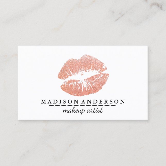 Carte De Visite Chic Rose Gold Lips maquillage (Devant)