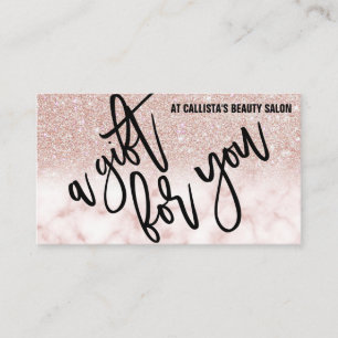 Carte De Visite Chic Rose Gold Parties scintillant Marble Certific