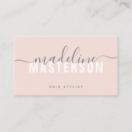 Carte De Visite Chic rose pâle, moderne, monogramme Signature de s