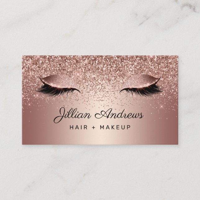 Carte De Visite Chic Rose Parties scintillant or Eyelash Hair Prof (Devant)