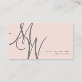Carte De Visite Chic Rose rose moderne Monogramme Initiales de scr
