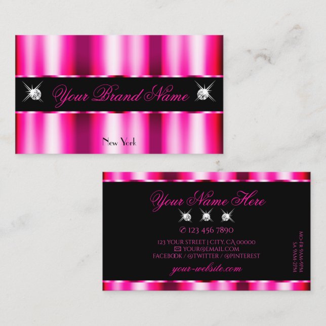 Carte De Visite Chic Rose Rouge Ombre Noir Bijoux étincelants Desi (Devant / Derrière)