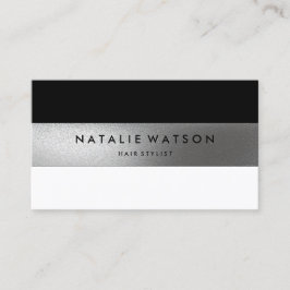 Carte De Visite Chic Rough FAUX Argent Blancs Noir Moderne