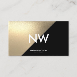 Carte De Visite Chic Rough FAUX Gold Diagonal Black Modern