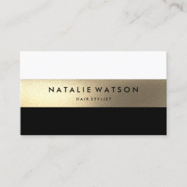 Carte De Visite Chic Rough FAUX Gold Stripe Black White Modern 2