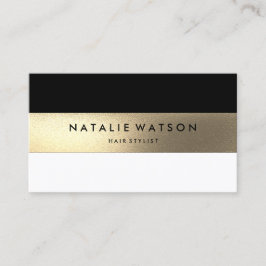Carte De Visite Chic Rough FAUX Gold Stripe Noir Blanc Moderne