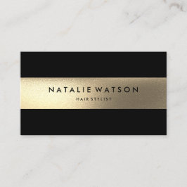 Carte De Visite Chic Rough FAUX Gold Stripe Noir moderne Élégant