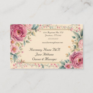 Carte De Visite Chic Shabby Fleurs Roses Gold Frame B&B