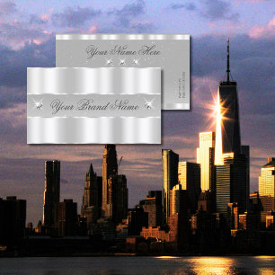 Carte De Visite Chic Silver Gris Clair Diamants Élégants