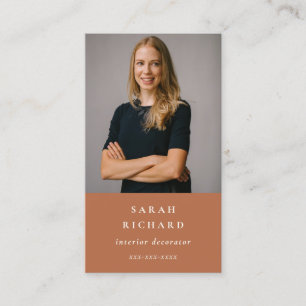 Carte De Visite Chic Simple Rouille Minimale Orange Photo Professi