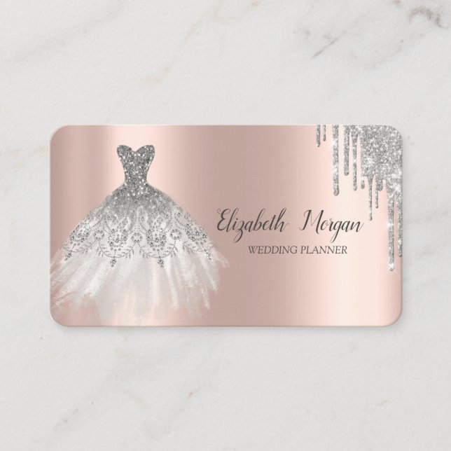 Carte De Visite Chic soie Parties scintillant  Drivers Rose Gold (Devant)