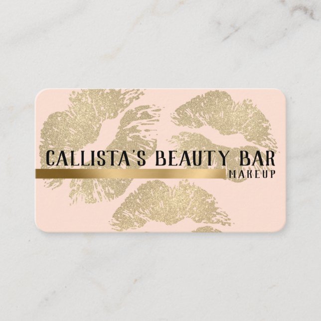Carte De Visite Chic Sparkly Gold Parties scintillant Lips maquill (Devant)