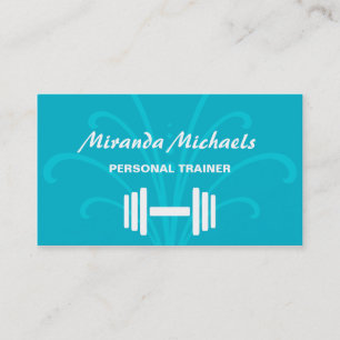 Carte De Visite Chic Stylish Turquoise Personal Fitness Trainer