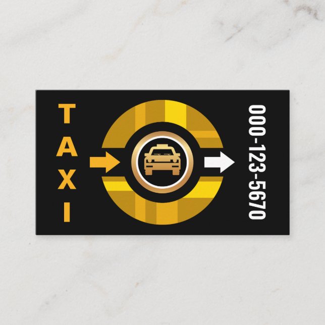 Carte De Visite Chic Taxi Jaune Pilote De Cabine (Devant)