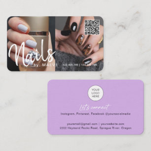 Carte De Visite Chic tendance code QR moderne ongles photo Busines