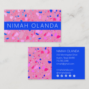 Carte De Visite Chic Terrazzo Élégant fait main audacieux Icônes s