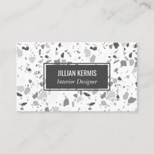 Carte De Visite Chic terrazzo élégant gris noir gris blanc