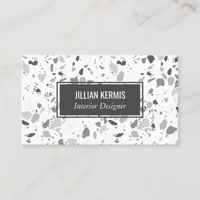 Carte De Visite Chic terrazzo élégant gris noir gris blanc (Devant)