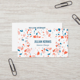 Carte De Visite Chic terrazzo élégant rose bleu CUSTOM