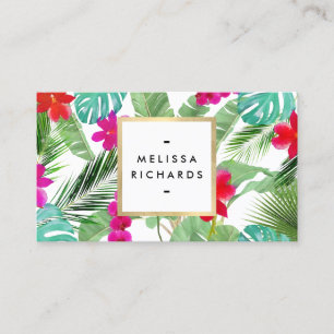 Carte De Visite Chic Tropical Print Watercolor Designer