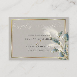 Carte De Visite Chic Turquoise Anthurium et ivoire Pampas Grass