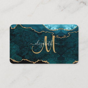 Carte De Visite Chic Turquoise Gold Parties scintillant Agate Pers