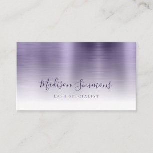 Carte De Visite Chic violet en métal brossé Monogramme élégant Scr