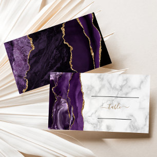 Carte De Visite Chic violet or Agate Mariage en marbre
