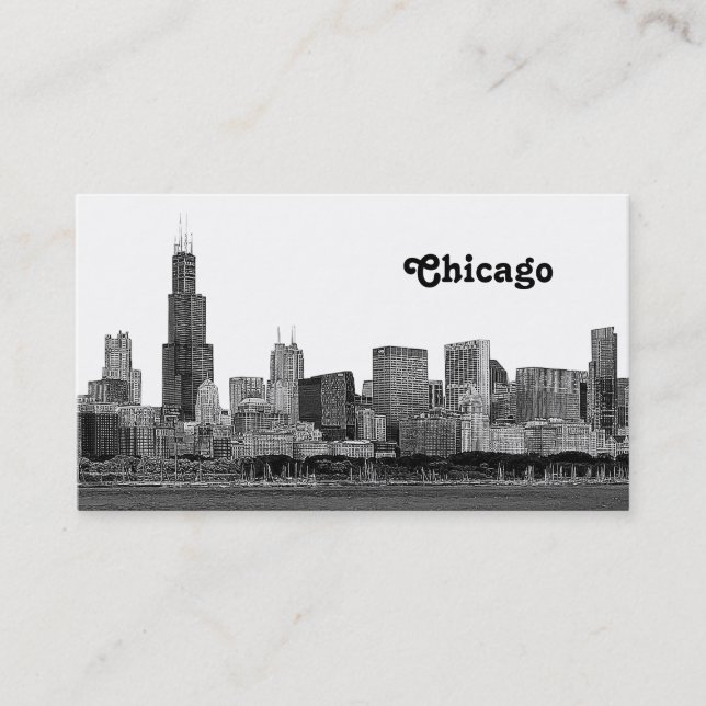 Carte De Visite Chicago Skyline Etché (Devant)