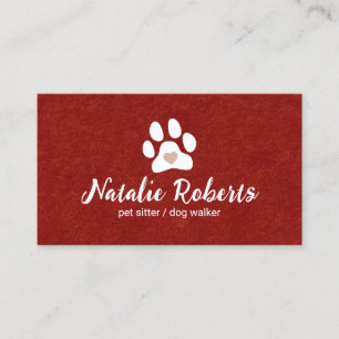 Carte De Visite Chien Amis Poète Walker Cute Paw Heart Velvet