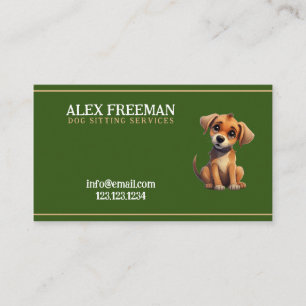 Carte De Visite Chien assis Brown et vert unique